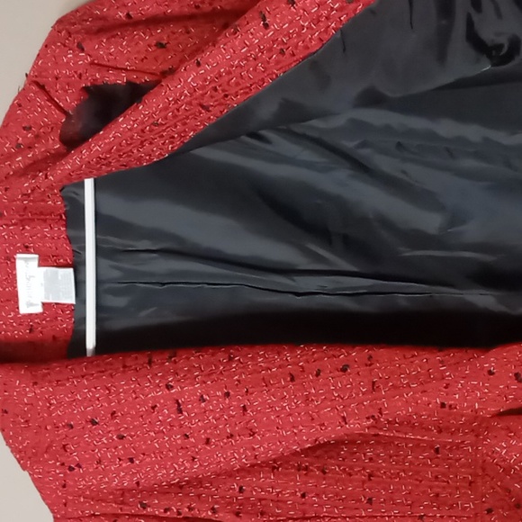 Worthington Red/Black Woven Style Blazer w Black Twill Embellishment Pin Size 14 - Picture 8 of 8